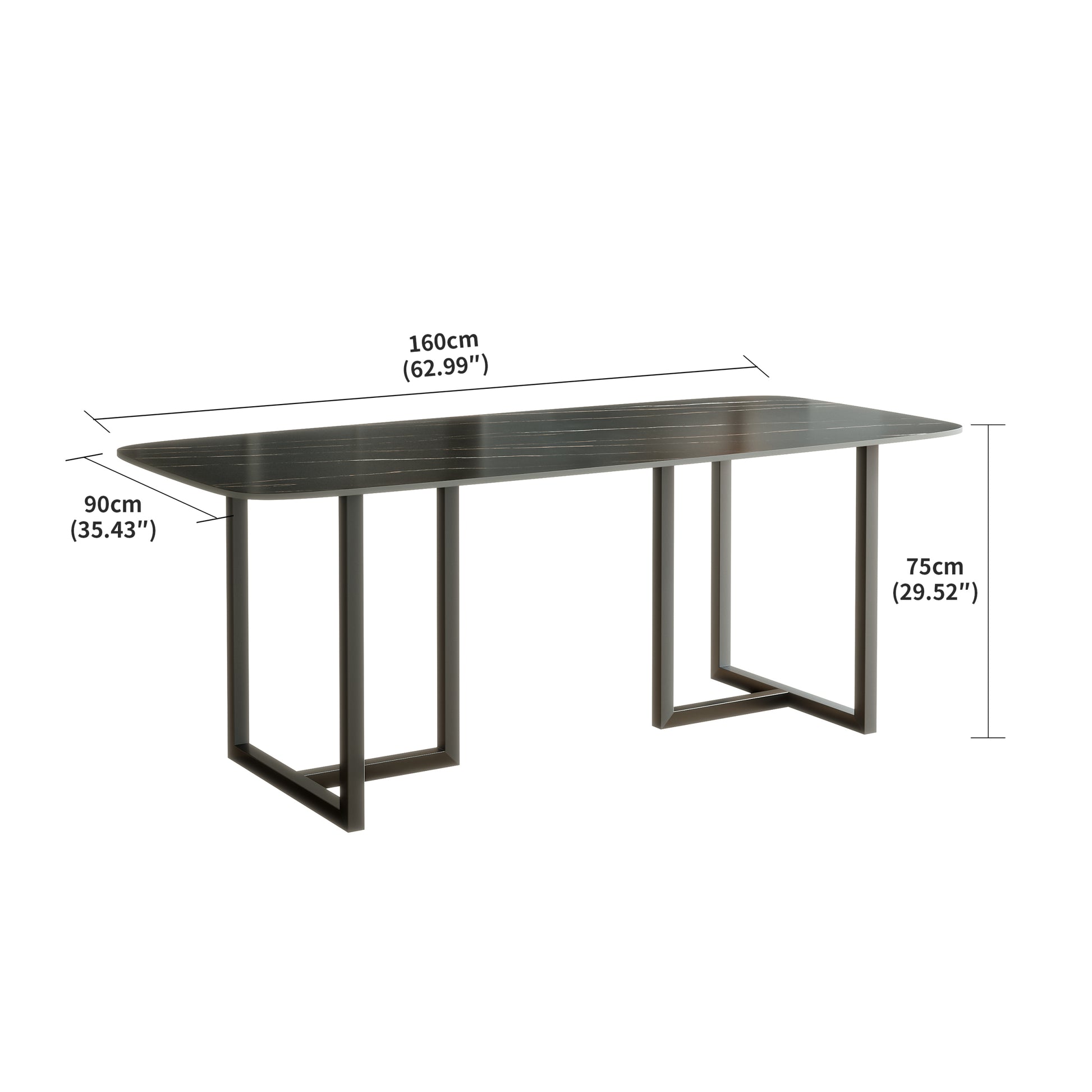 Carbon Steel Dining Table With Lauren Black Gold Stone Surface Supports Up To 71 Kg Black Gold Carbon Steel