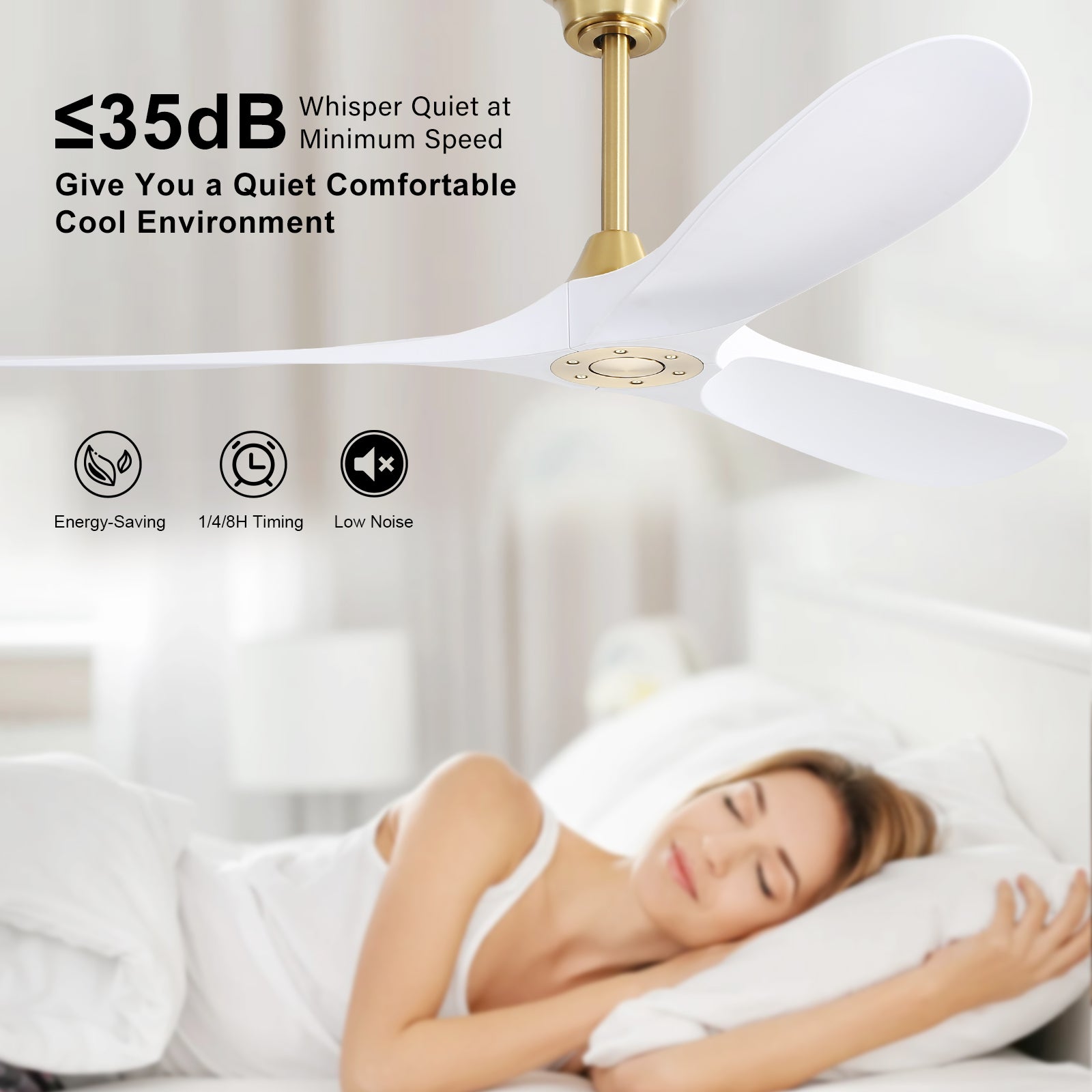 60 Inch Indoor Modern Abs Smart Ceiling Fan With 6 Speed Remote Control Reversible Dc Motor For Bedroom Gold Abs