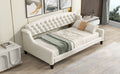 Modern Luxury Tufted Button Daybed,Twin,Beige Box Spring Not Required Twin Beige Wood Velvet Upholstered