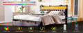 King Bed Frames With Storage Headboard And Drawers, Led Platform Bed Frame King Size, Led Upholstered Bed Frame With Charging Station, No Box Spring Needed, Easy Assembly, Grey Box Spring Not Required King Gray Metal Bedroom Bed Frame Mdf Metal