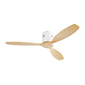 52 Inch Indoor 3 Solid Wood Blade Ceiling Fan Noiseless Reversible Dc Motor Remote Control White Metal & Wood