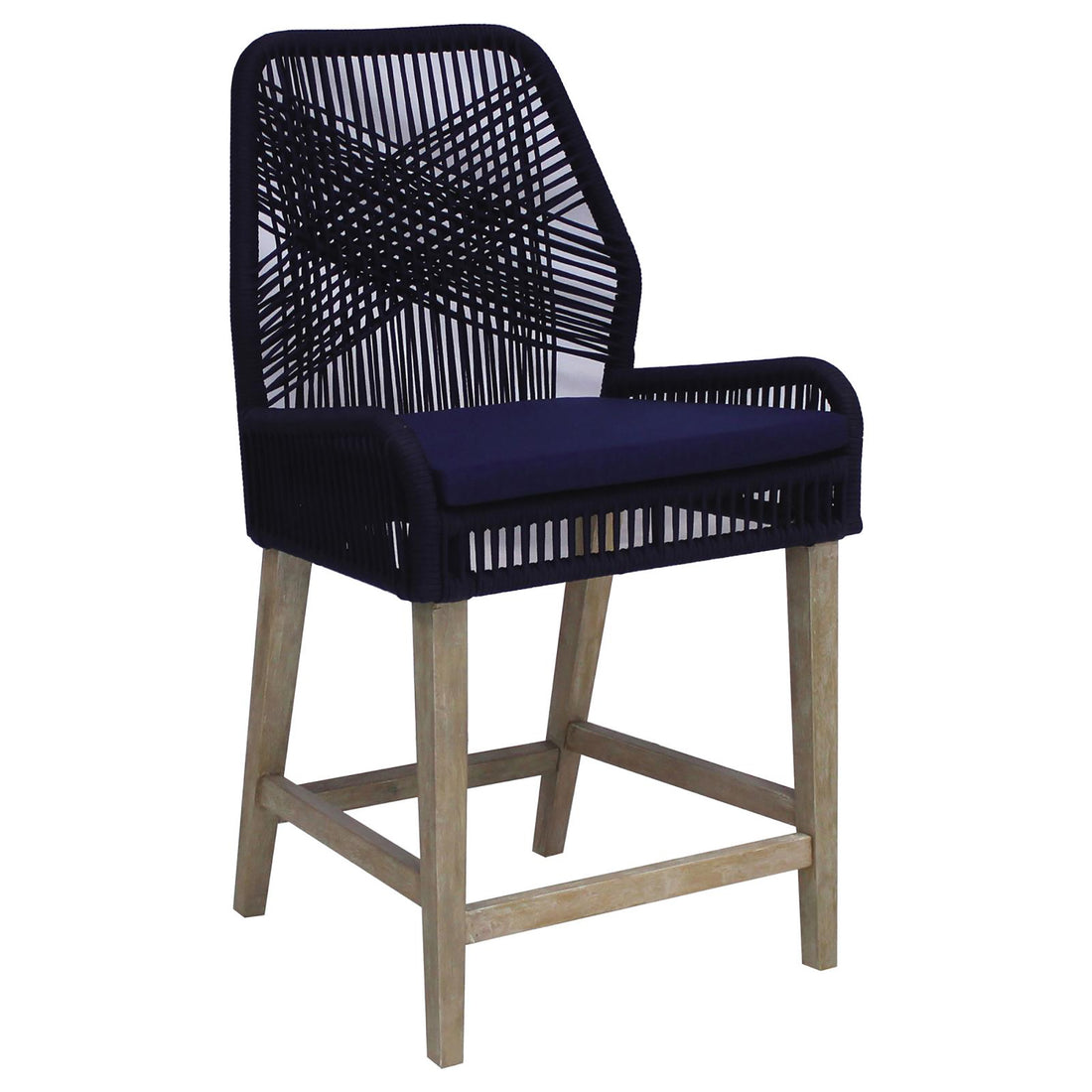 Dark Blue And Weathered Wash Counter Height Stools Set Of 2 Solid Blue Light Brown Dining Room Foam Wipe Clean Coastal Dining Chairs Mahogany Open Back Woven Rope