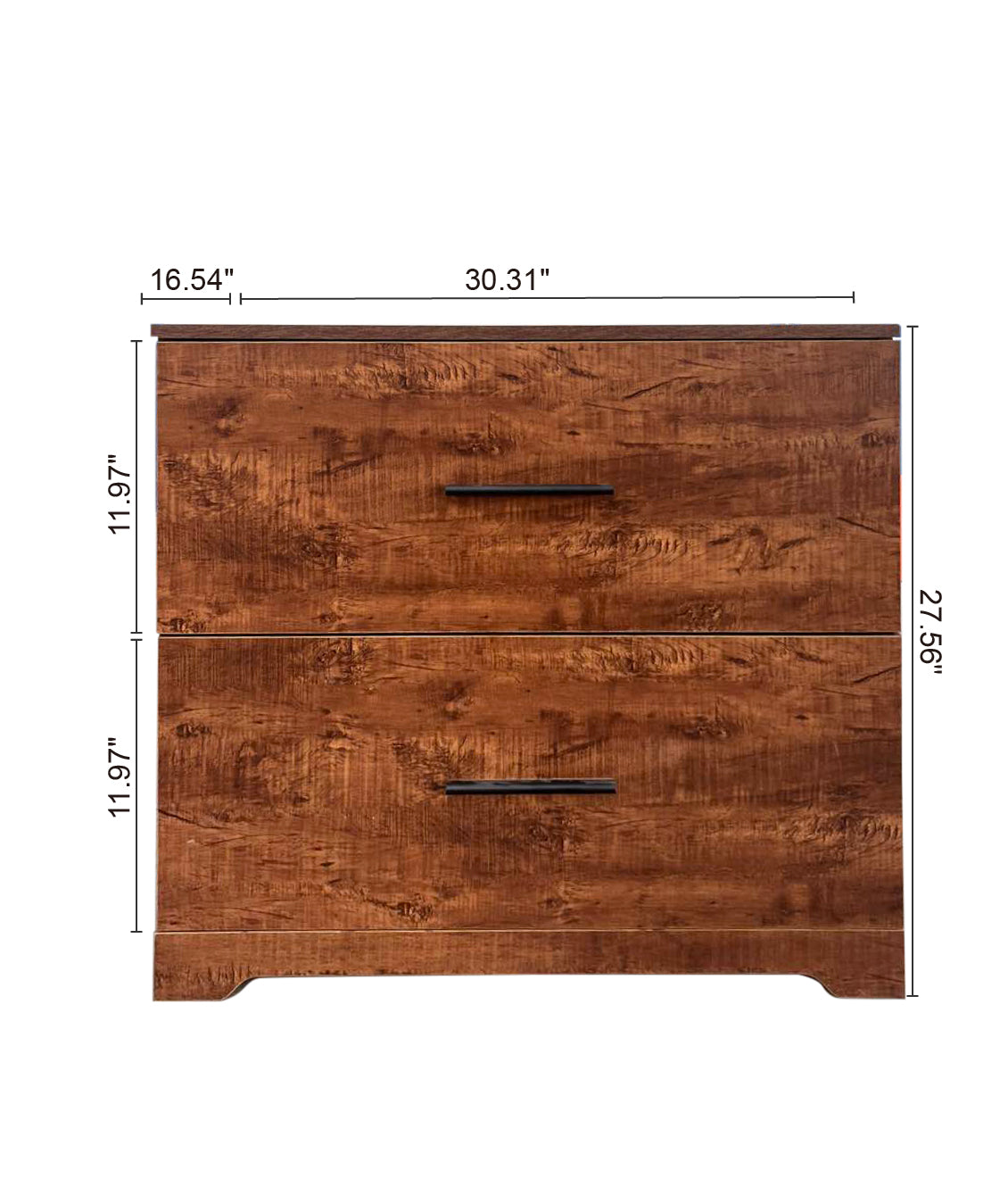 2 Drawer Lateral Filing Cabinet,Storage Filing Cabinet For Home Office, Walnut Brown Particle Board