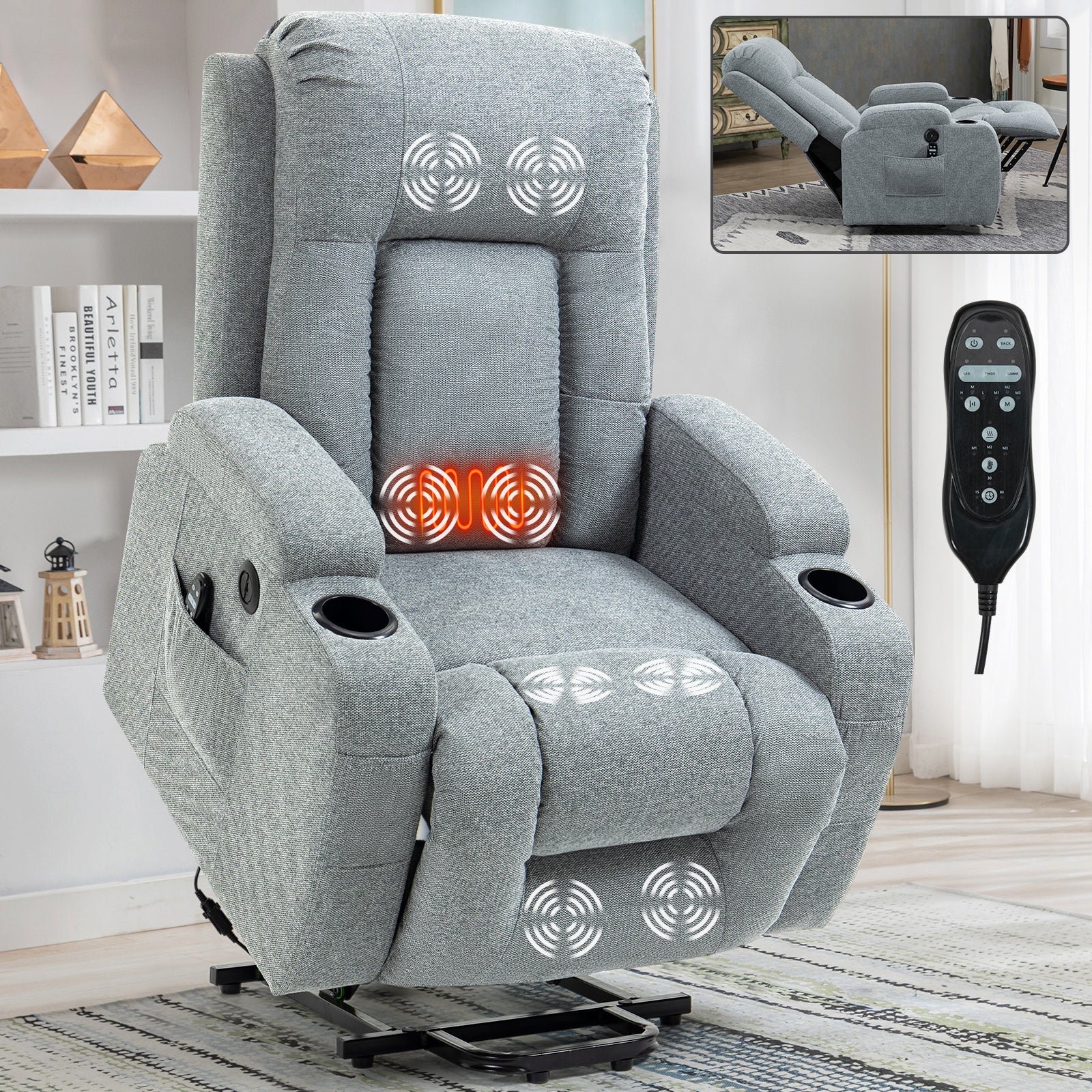 Infinite Position Single Motor Up To 350 Lbs Power Lift Recliner Chair