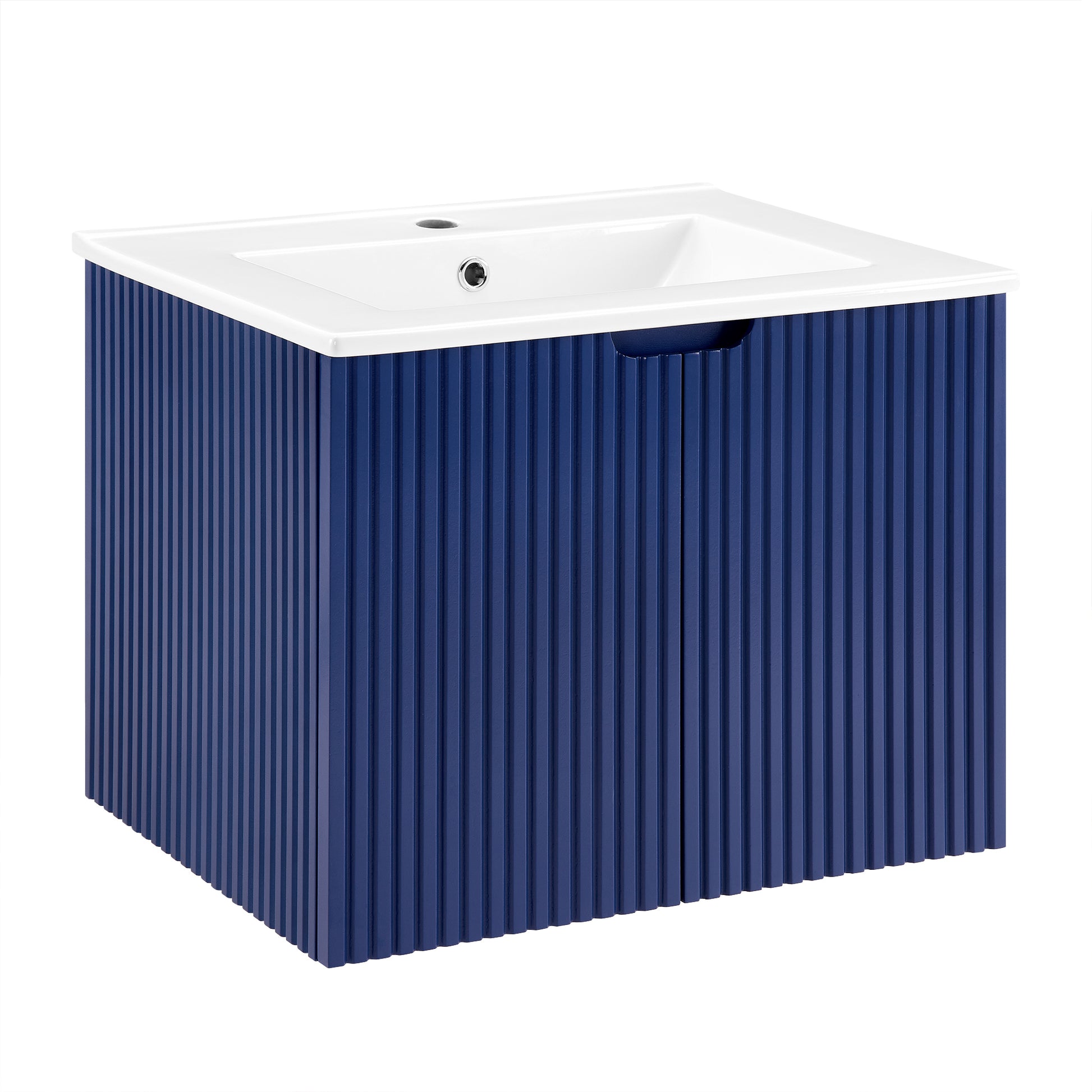 24" Floating Wall Mounted Bathroom Vanity with White blue-ceramic+mdf