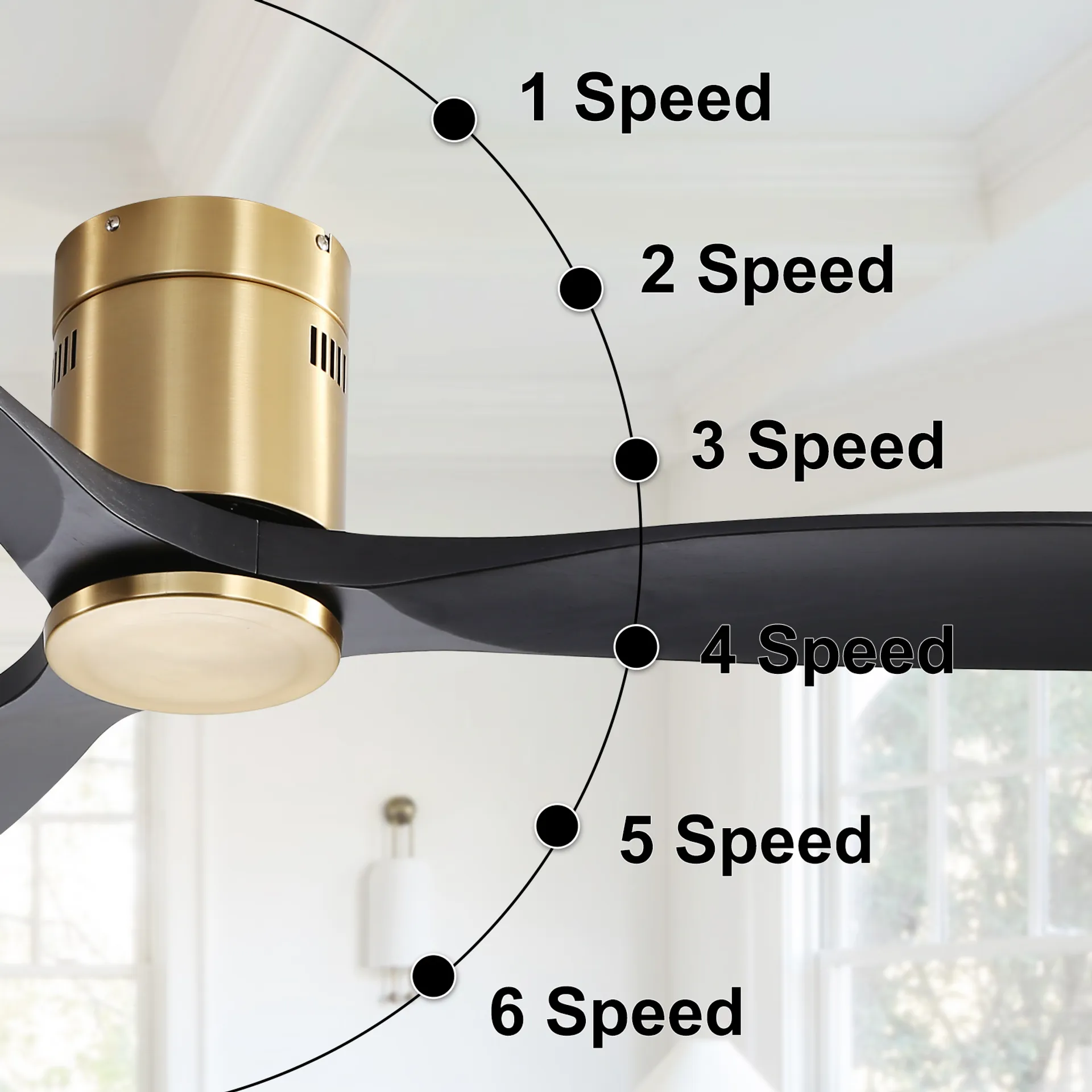 Indoor 52 Inch Ceiling Fan Without Light 3 Solid Wood Fan Blade Noiseless Reversible Dc Motor Remote Control For Living Room Gold Metal & Wood