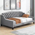 Modern Luxury Tufted Button Daybed,Twin,Gray Box Spring Not Required Twin Gray Wood Velvet Upholstered