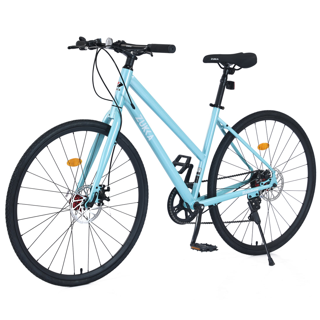 7 Speed Hybrid Bike Disc Brake 700C Road Bike For Men Women'S City Bicycle Cycling Light Blue Garden & Outdoor Carbon Steel