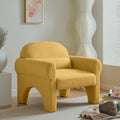 Modern Boucle Accent Chair With Lumbar Pillow For Living Room Antique Yellow Fabric 1 Seat