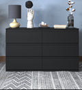 6 Drawer Double Dresser For Bedroom Living Room Hallway,Black Black Particle Board