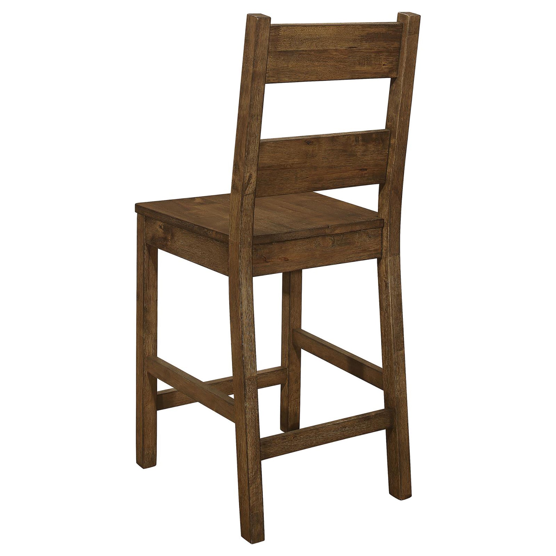 Rustic Golden Brown Ladder Back Counter Height Stools Set Of 2 Solid Brown Light Brown Dining Room Wipe Clean Rectangular Farmhouse,Rustic Bar Stools Rubberwood Ladder Back Wood