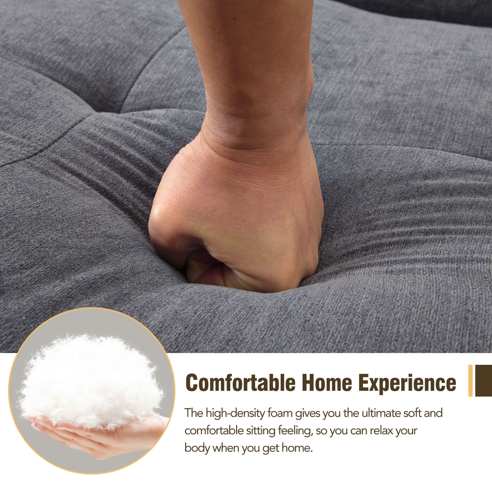 110.2*72.8" Modular Modular Combination Living Room Sofa Set, Modern Minimalist Sofa, Living Room Upholstered Sofa Bed, Bedroom, 3Pcs Computer Free Combination, L Shaped,Dark Grey Dark Grey Foam Chenille 3 Seat