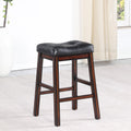 Black And Cappuccino Upholstered Counter Height Stools Set Of 2 Solid Black Brown Dining Room Spot Clean Rectangular Transitional Bar Stools Rubberwood Foam Faux Leather