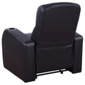 Black Upholstered Recliner With Cup Holder Black Genuine Leather Wood Primary Living Space Medium Firm Tight Back Contemporary,Modern Acacia Square Arms Foam Upholstered