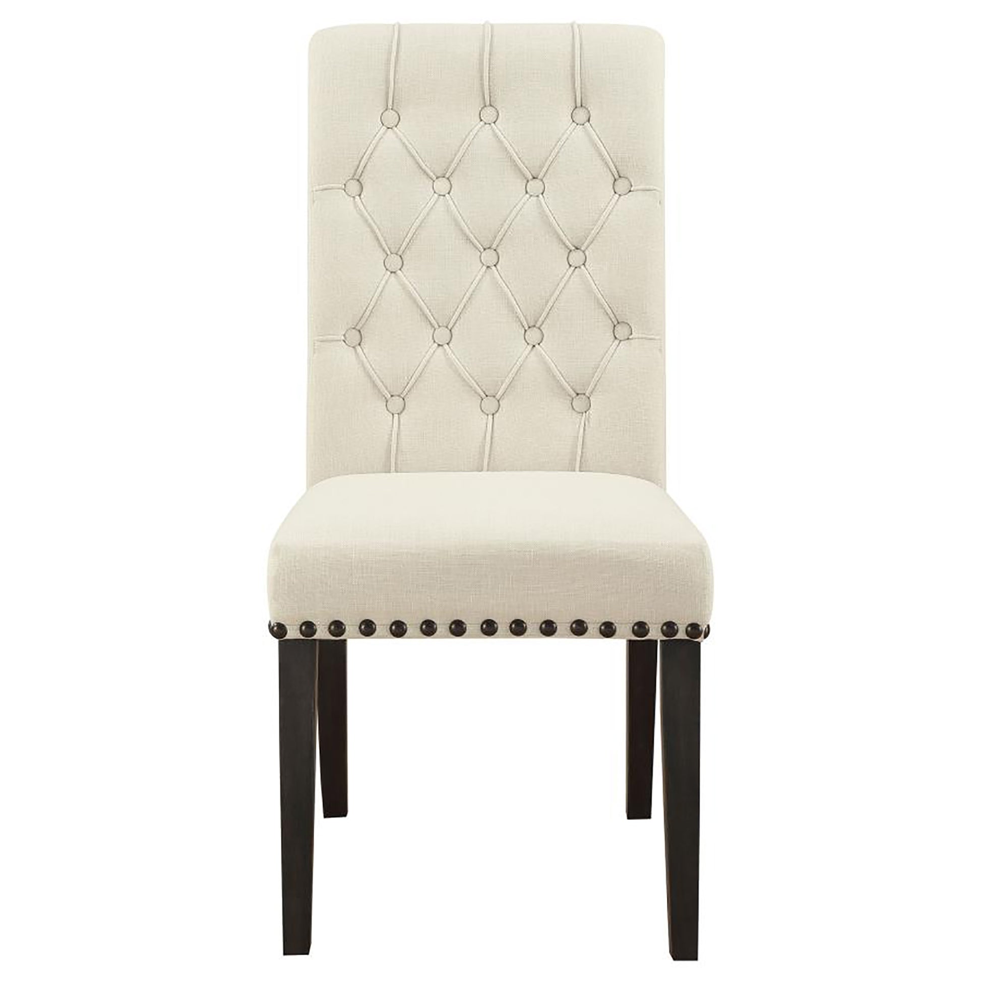 Beige And Smokey Black Tufted Side Chairs Set Of 2 Solid Beige Dining Room Foam Spot Clean Transitional Side Chair Rubberwood Tufted Back Foam Fabric