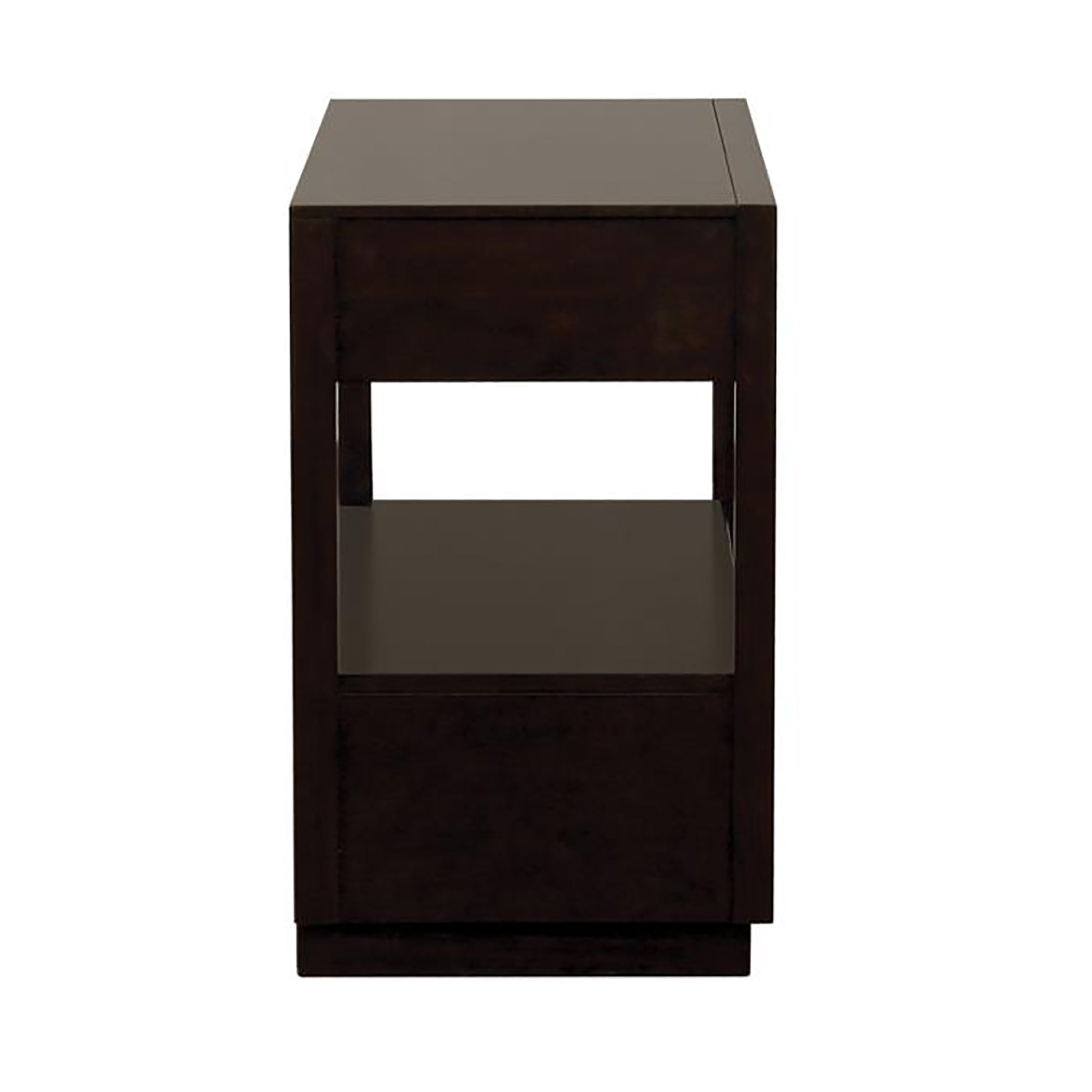 Smoked Peppercorn 2 Drawer Nightstand Brown Brown 2 Drawers Bedroom Drawer Storage Contemporary,Modern Poplar Charging Station Wood