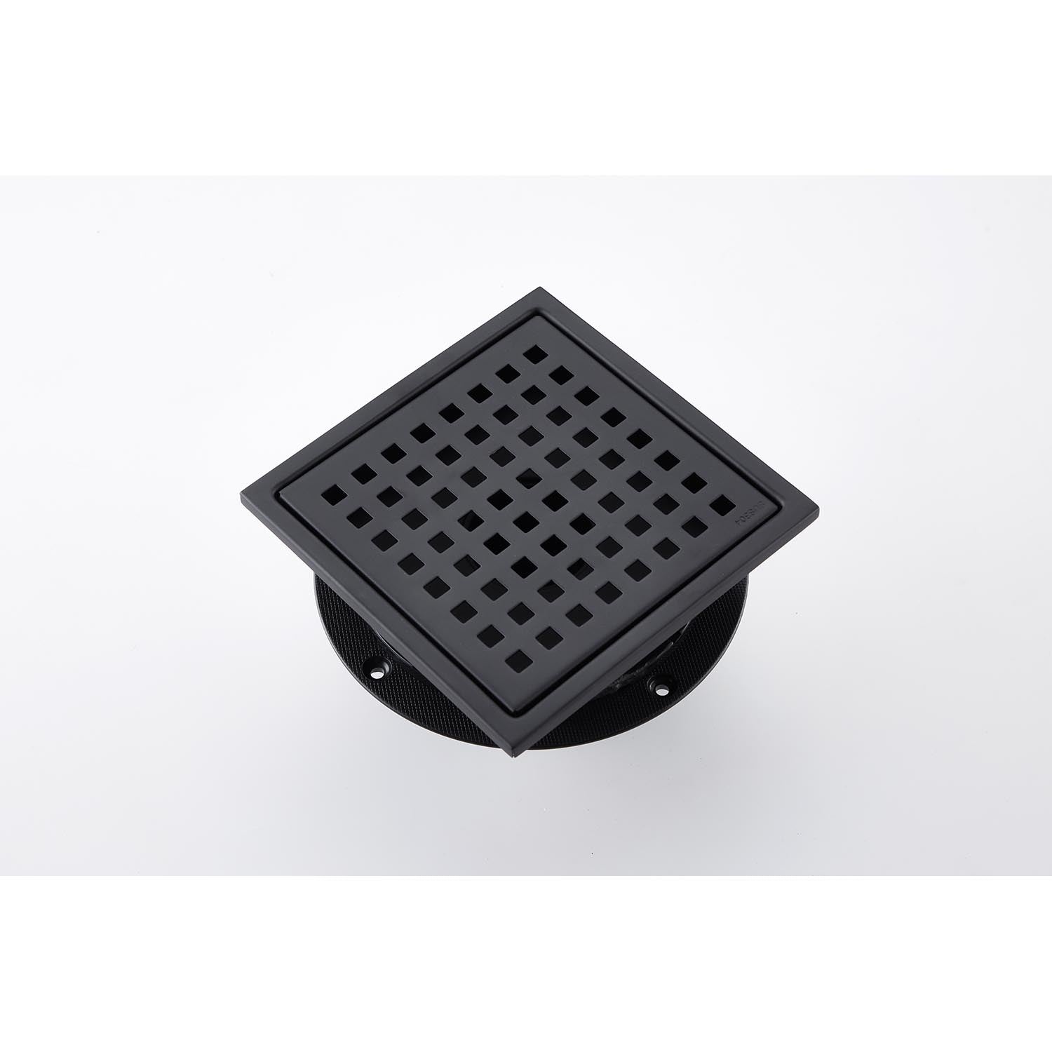 6 Inch Grid Shower Floor Drain Matte Black Stainless Steel