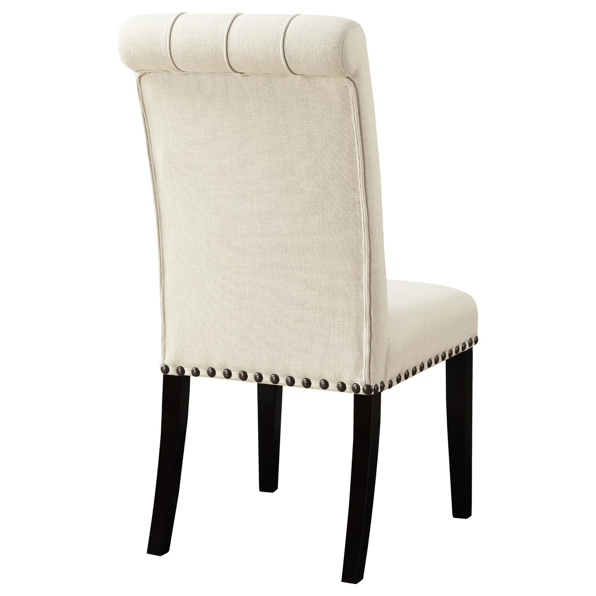 Beige Tufted Side Chairs Set Of 2 Solid Beige Espresso Dining Room Foam Spot Clean Transitional Side Chair Rubberwood Tufted Back Foam Fabric