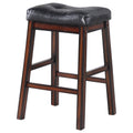 Black And Cappuccino Upholstered Counter Height Stools Set Of 2 Solid Black Brown Dining Room Spot Clean Rectangular Transitional Bar Stools Rubberwood Foam Faux Leather