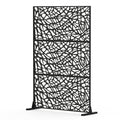 Metal Privacy Screens And Panels With Free Standing, Freestanding Outdoor Indoor Privacy Screen, Decorative Privacy Screen For Balcony Patio Garden, Room Divider, Mesh Shape Black Steel