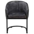 Anthracite And Matte Black Barrel Dining Chair Solid Black Dining Room Foam Industrial Barrel Chair Solid Back Foam Faux Leather