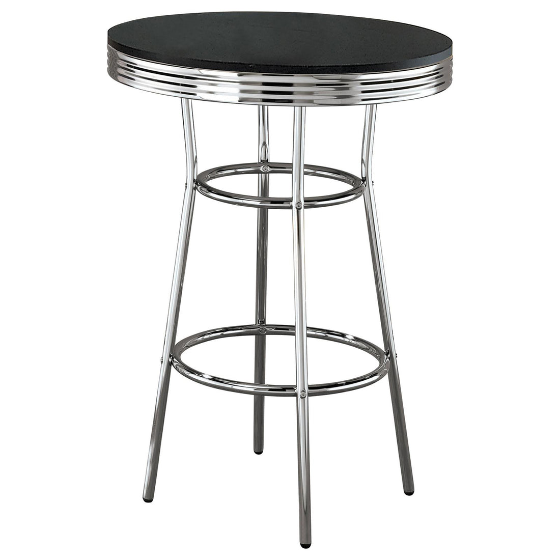 Werner Glossy White and Chrome Round Bar Table white-dining