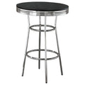 Black and Chrome Round Bar Table black-dining