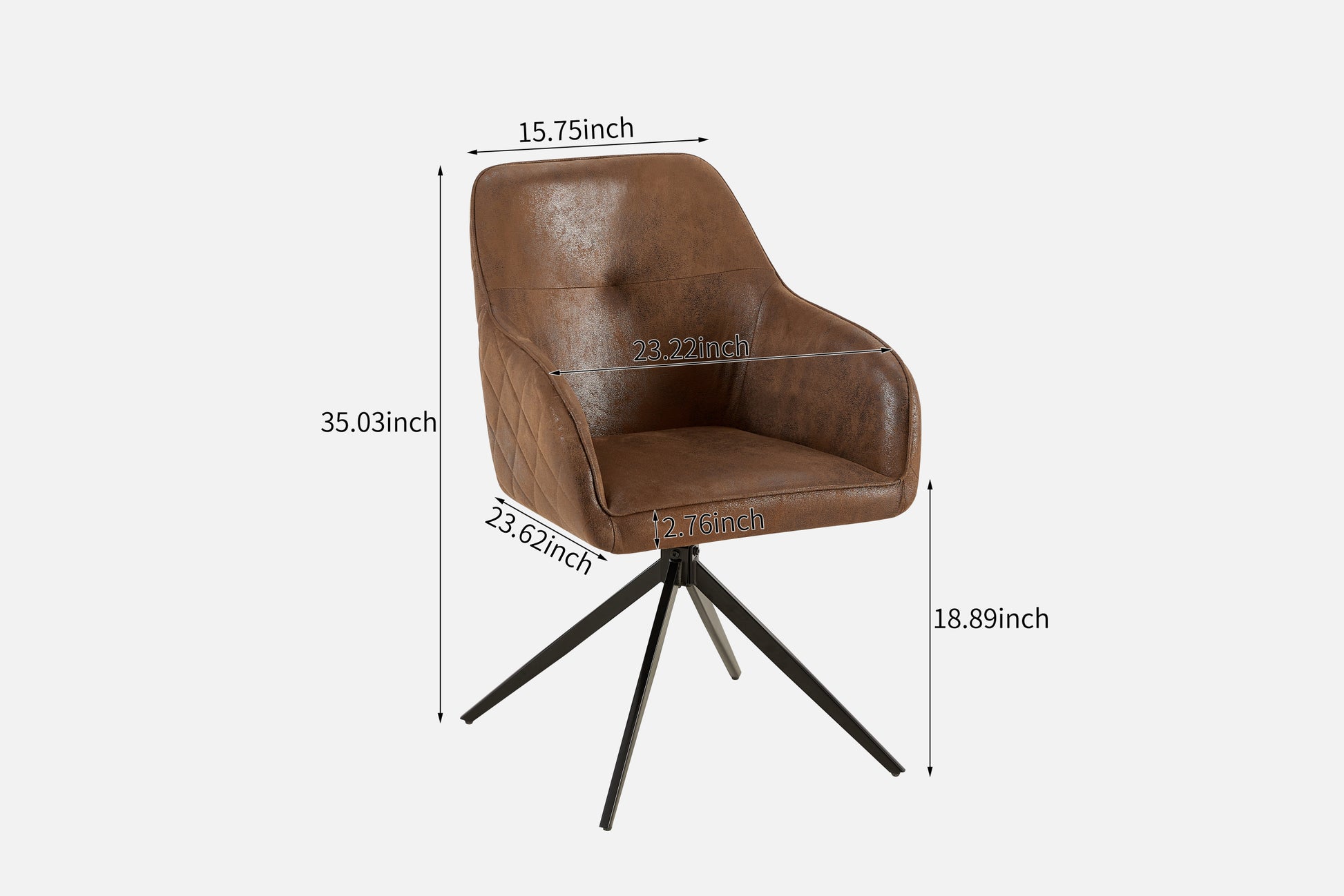 Modern Chair Set Of 2 With Iron Tube Legs, Soft Cushions And Comfortable Backrest, Suitable For Dining Room, Living Room, Cafe, Simple Structure.Swivel Chair Matte Brown Fabric