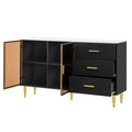 Modern Sideboard MDF Buffet Cabinet Marble black-mdf+glass