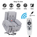 Electric Power Recliner Chair With Massage For Elderly ,Remote Control Multi Function Lifting, Timing, Cushion Heating Chair With Side Pocket Light Grey Light Grey Cat Scratch Fabric