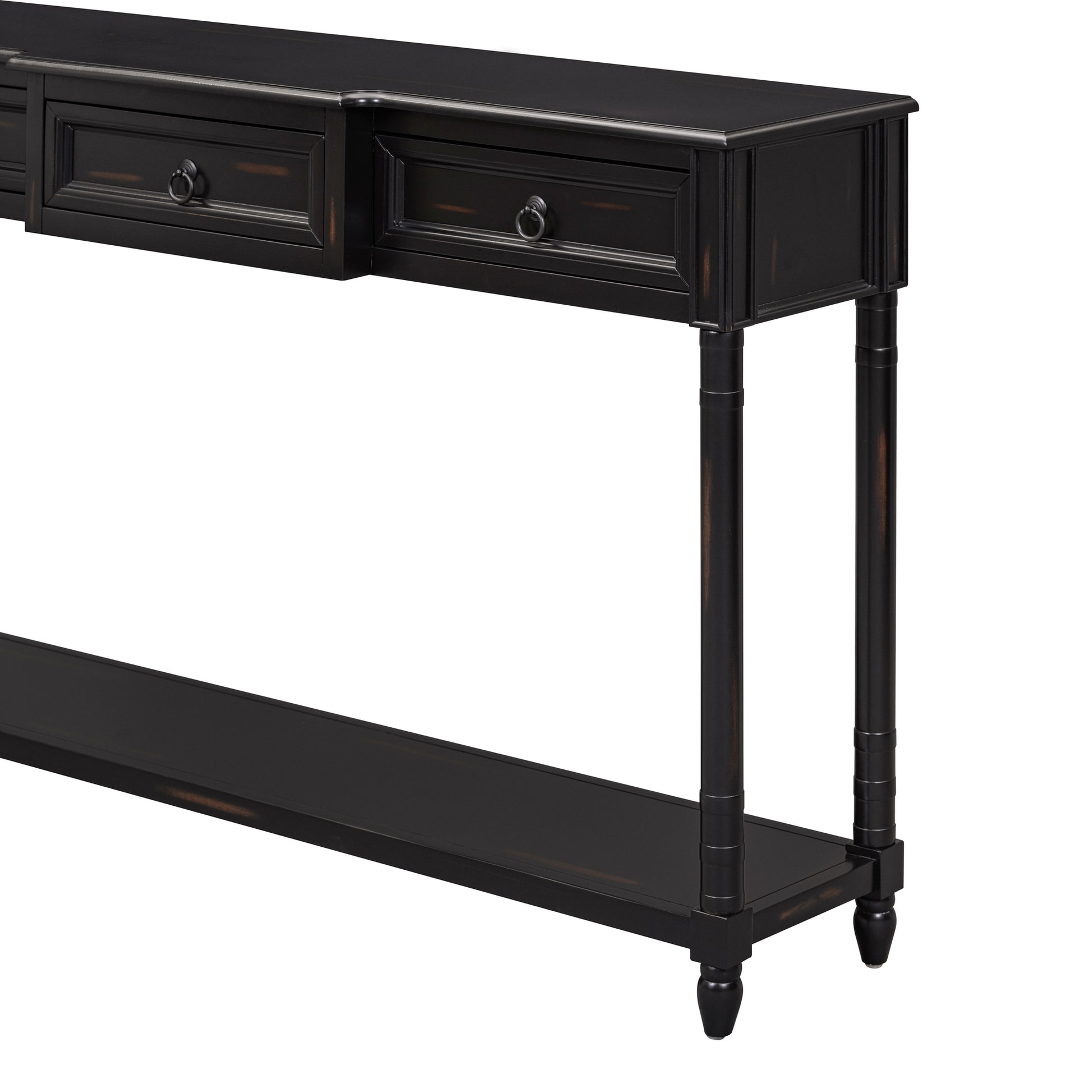 Console Table Sofa Table With Drawers For Entryway With Projecting Drawers And Long Shelf Espresso, Old Sku: Wf189574Aab Espresso Solid Wood Mdf