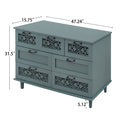 7 Drawer Cabinet, American Furniture, Suitable For Bedroom, Living Room, Study Dark Green Particle Board