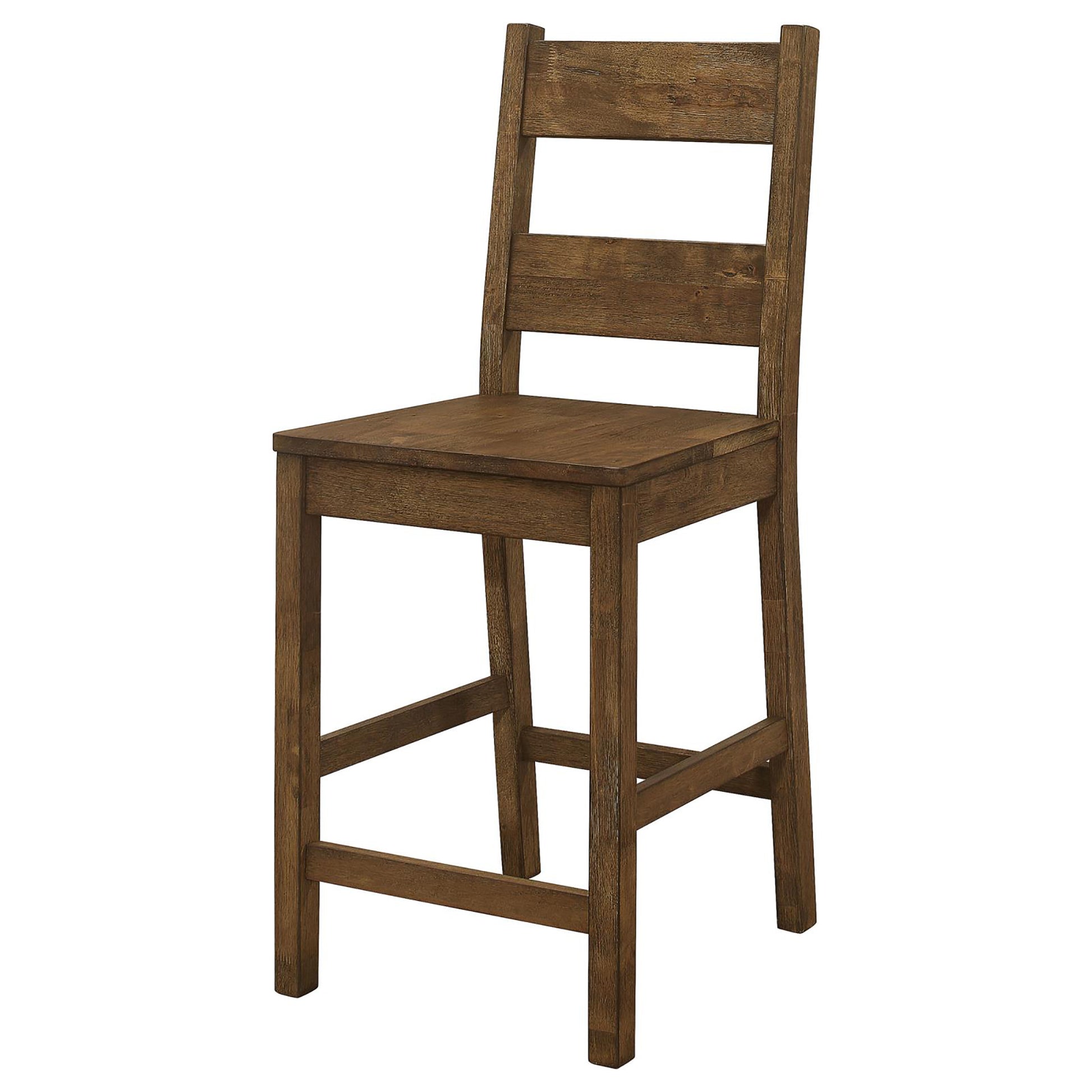 Rustic Golden Brown Ladder Back Counter Height Stools Set Of 2 Solid Brown Light Brown Dining Room Wipe Clean Rectangular Farmhouse,Rustic Bar Stools Rubberwood Ladder Back Wood