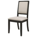 Cream And Black Upholstered Side Chairs Set Of 2 Solid Cream Dining Room Foam Spot Clean Transitional Dining Chairs Rubberwood Open Back Foam Fabric