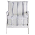 White And Navy Upholstered Stripe Accent Chair White White Primary Living Space Traditional Foam Fabric