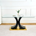 Modern Style Glass Dining Table With Elegant Transparent Design, Solid Support Base, Pale Yellow Dining Chair Set With Gold Plated Legs, Suitable For Restaurant Kitchens Set Of 7 Yellow Glass
