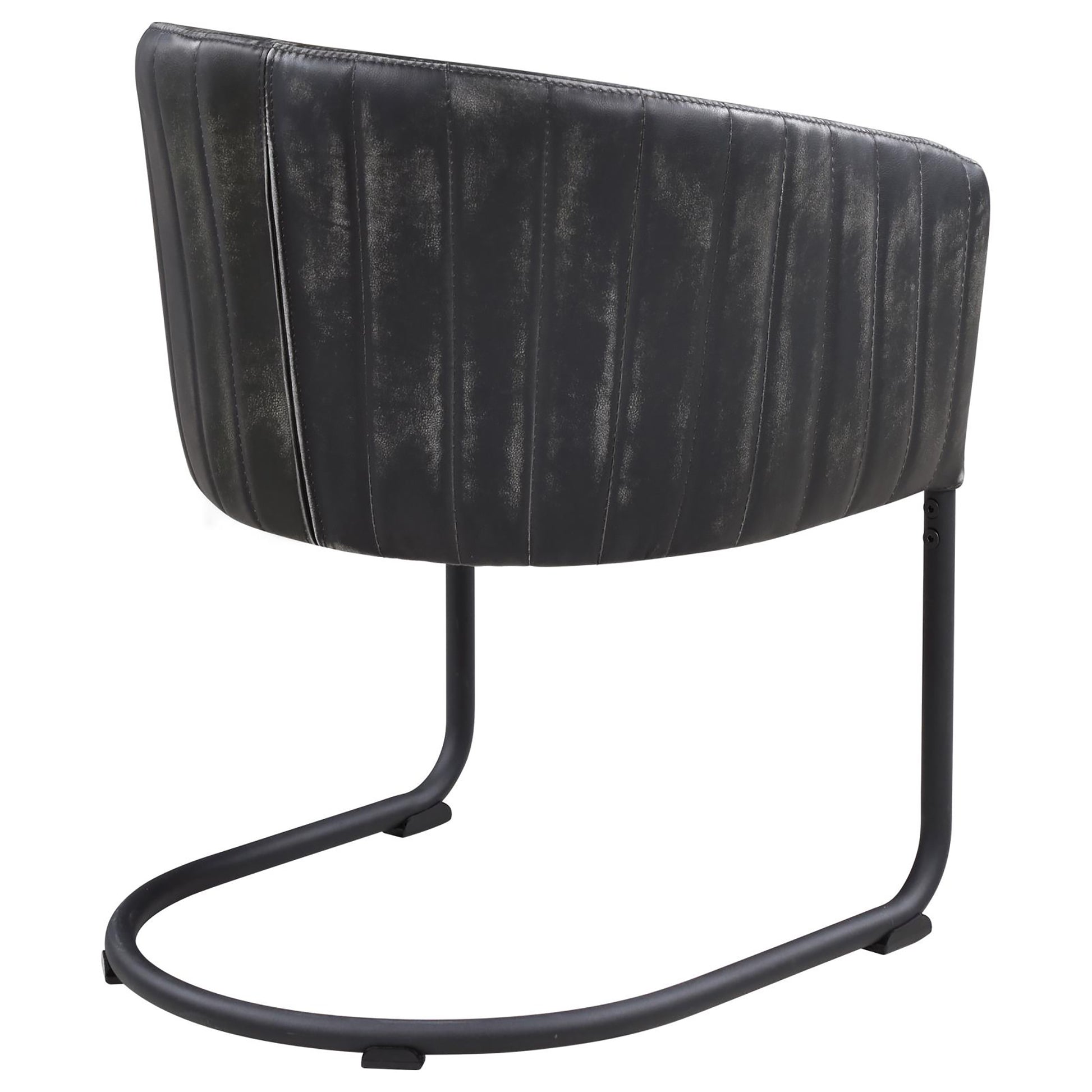 Anthracite And Matte Black Barrel Dining Chair Solid Black Dining Room Foam Industrial Barrel Chair Solid Back Foam Faux Leather