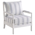 White And Navy Upholstered Stripe Accent Chair White White Primary Living Space Traditional Foam Fabric