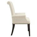 Beige And Smokey Black Tufted Arm Chair Solid Beige Dining Room Foam Spot Clean Transitional Arm Chair Rubberwood Tufted Back Foam Fabric