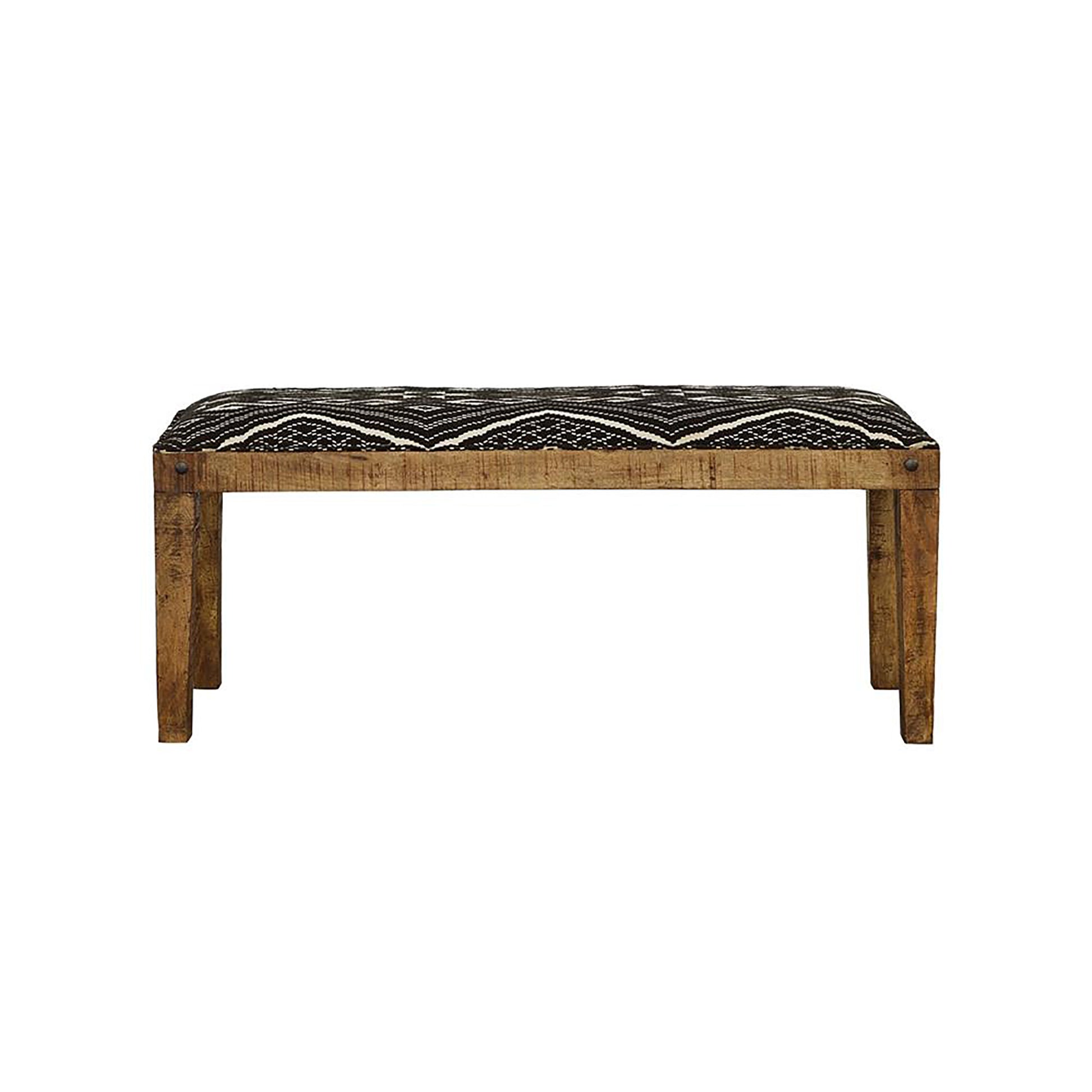 Black And White Upholstered Bench Black Brown Cotton Or Cotton Blend Primary Living Space Black Contemporary,Modern Mango Foam Fabric