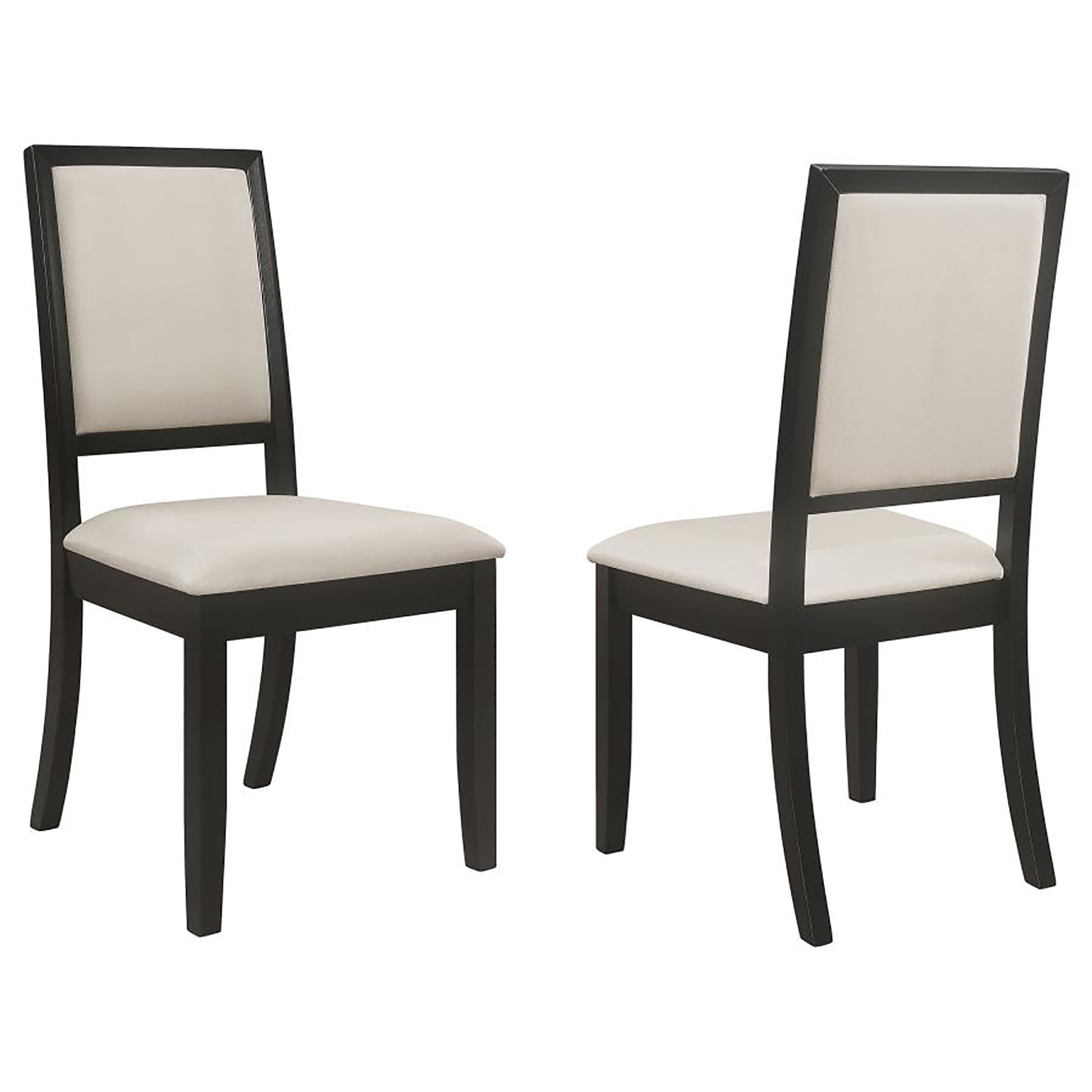 Cream And Black Upholstered Side Chairs Set Of 2 Solid Cream Dining Room Foam Spot Clean Transitional Dining Chairs Rubberwood Open Back Foam Fabric