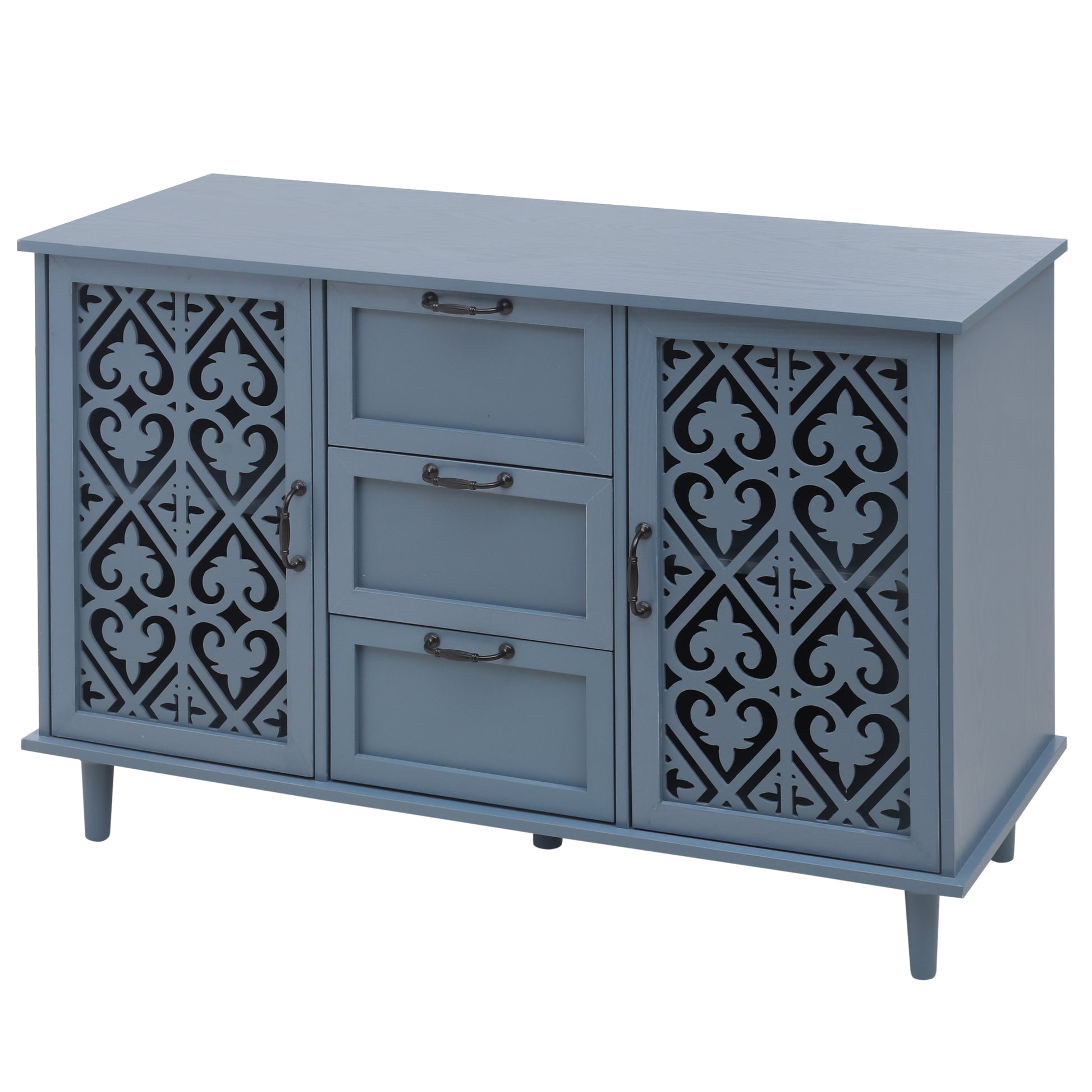 2 Door 3 Drawer Cabinet, American Furniture, Suitable For Bedroom, Living Room, Study Blue Particle Board