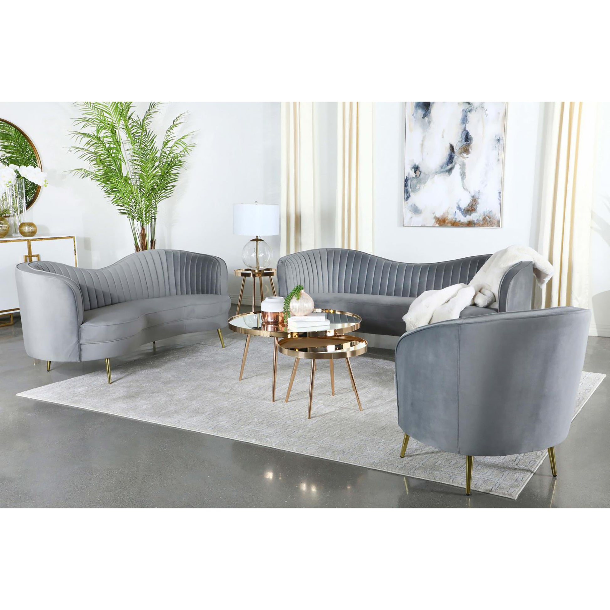 Grey And Gold Upholstered Tufted Chair Grey Primary Living Space Contemporary,Modern Eucalyptus Foam Velvet