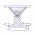 Glossy White And Chrome Bar Unit Glossy White Dining Room Contemporary,Modern Rectangular Glossy Kitchen & Dining Tables Wood Pedestal