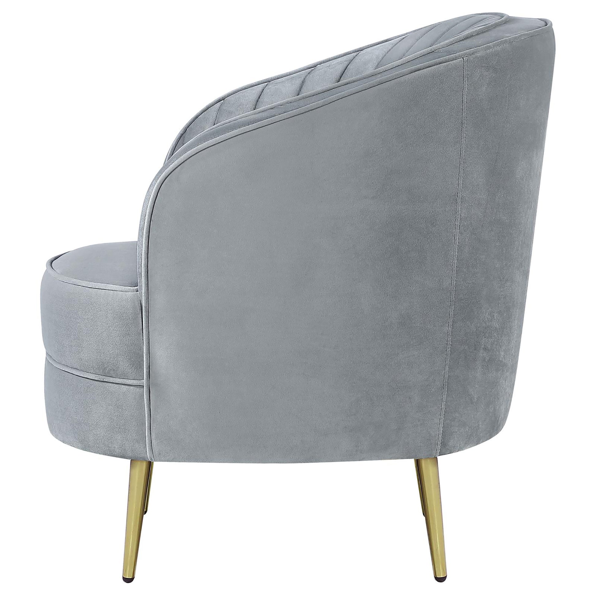 Grey And Gold Upholstered Tufted Chair Grey Primary Living Space Contemporary,Modern Eucalyptus Foam Velvet