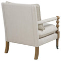 Beige Wooden Accent Chair With Turned Legs Beige Light Brown Primary Living Space Traditional Rubberwood Foam Fabric