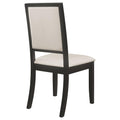 Cream And Black Upholstered Side Chairs Set Of 2 Solid Cream Dining Room Foam Spot Clean Transitional Dining Chairs Rubberwood Open Back Foam Fabric