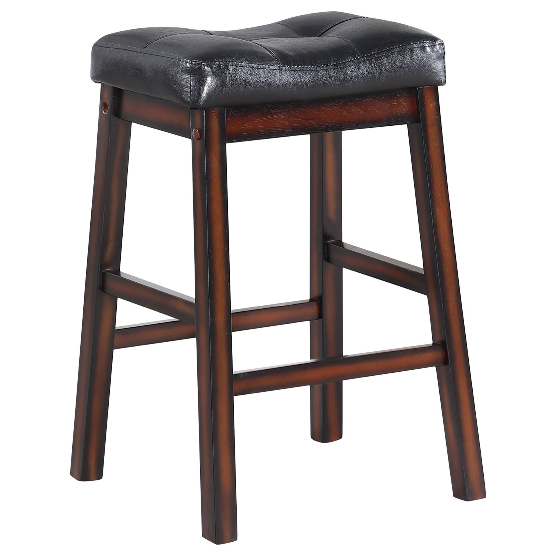 Black And Cappuccino Upholstered Counter Height Stools Set Of 2 Solid Black Brown Dining Room Spot Clean Rectangular Transitional Bar Stools Rubberwood Foam Faux Leather