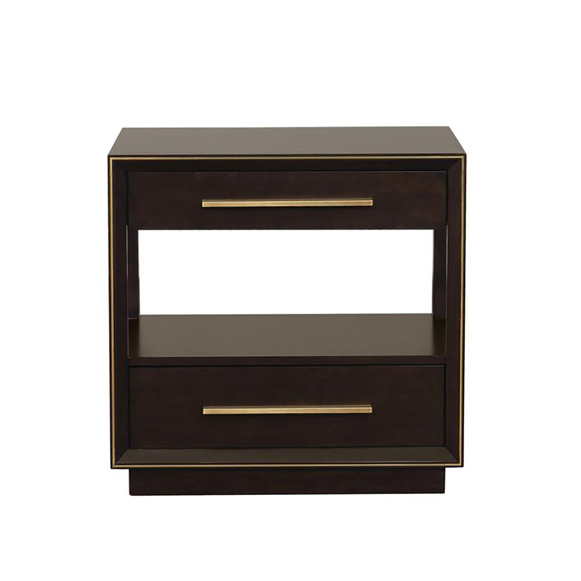 Smoked Peppercorn 2 Drawer Nightstand Brown Brown 2 Drawers Bedroom Drawer Storage Contemporary,Modern Poplar Charging Station Wood