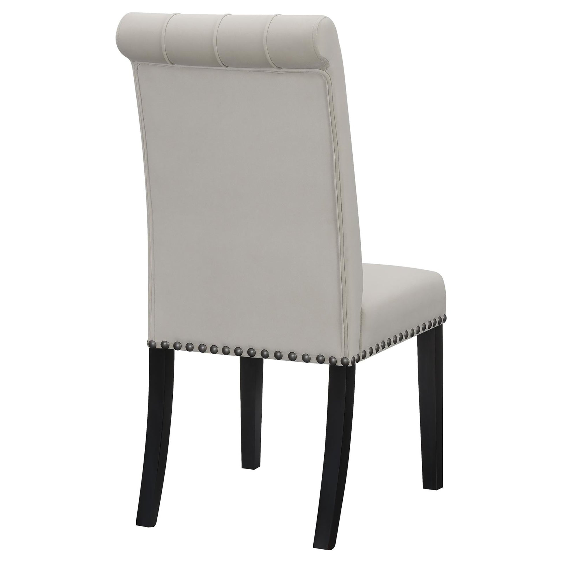 Sand And Rustic Espresso Tufted Side Chairs Set Of 2 Solid Grey Espresso Dining Room Foam Spot Clean Transitional Side Chair Rubberwood Tufted Back Foam Velvet